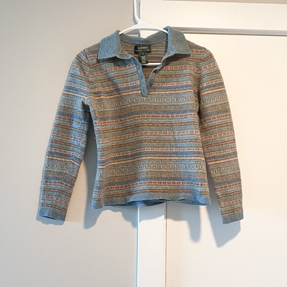 Vintage Lauren Ralph Lauren Lambswool Fair Isle Top Size S Preppy Coastal - Picture 1 of 8